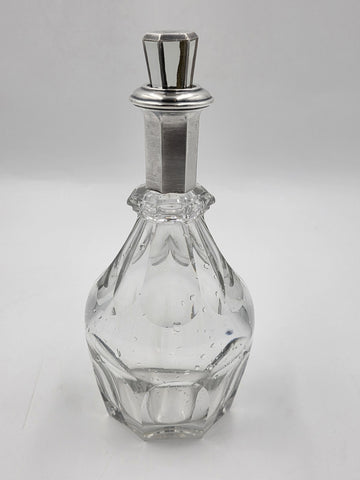 Rare Antique French Baccarat Crystal & Sterling Silver HARCOURT Whiskey Decanter