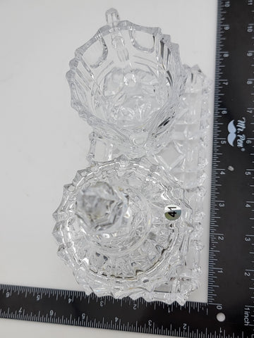 Vintage Heavy Lead Crystal Creamer Sugar And Tray Eloquent Top Quality. No Chips