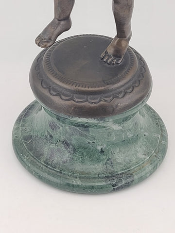 Rare Antique Franz Iffland Art Deco Nouveau Bronze Cherub Statue On Marble Base