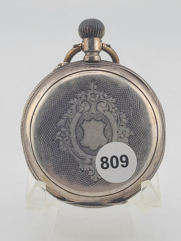 Antique French Silver Pocket Watch Cylindre 6 Rubis Running c1880. Missing Arms