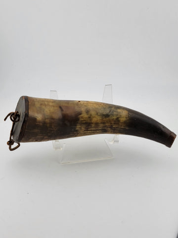 Rare 19th C Antique Civil War Era Black Powder Flask Natural Horn. Great Cond.
