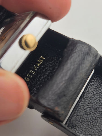 Antique Bulova 10AE In 1937 German Weppler Case Miniature Travel Clock. Works.