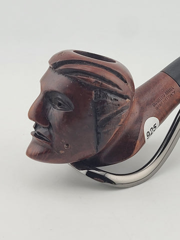 Vintage Italian Handmade Figural Carved Briar Tobacco Pipe Face Head Made Italy