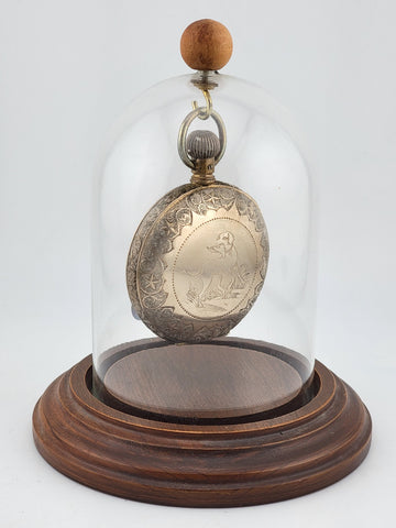 The Plan Gold Plated Swiss Pocket Watch by David Perret c.1890. W Glass Dome.
