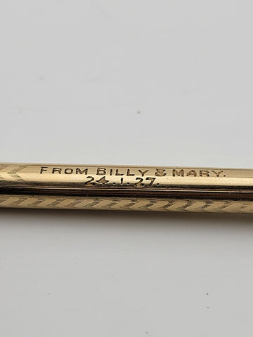 Antique English Victorian 14K Gold Filled Propelling Pencil Engraved 1927.