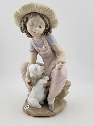 RETIRED LLADRO 6680 "FRIENDS FOREVER" GIRL W/DOG 1999 COLLECTOR SOCIETY FIGURINE