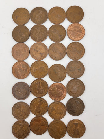 Lot Of 28 Queen Elizabeth II 1954-69 Great Britain Half Penny UK 1/2 Pence Coin