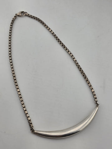 RLM STUDIO 925 Silver  Vintage Curve Pendant Box Link Chain Necklace  NE3355
