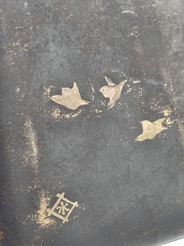 Rare Antique Japanese Maki-e Lacquer Cigarette Case Mt Fuji Rickshaw Scene Meiji