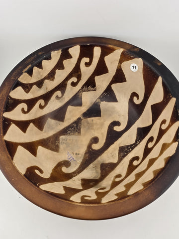 Rare Vintage Jose Sosa 2002 Chulucanas Peruvian Clay Pottery Bowl 10" Signed