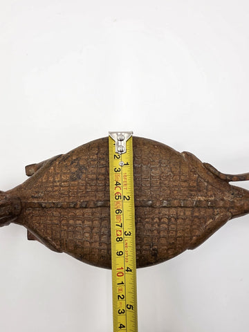 Rare African Senufo Bronze Crocodile with Rider Ritual Oracle Figure Lost Wax