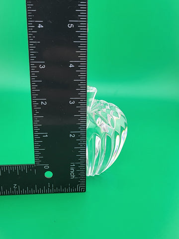 Vintage WATERFORD Signed Crystal APPLE with Stem Ribbed Faceted Paperweight