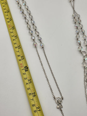 Vintage Italian 51" Ceremonial Catholic Rosary stal Beads Large Crucifix