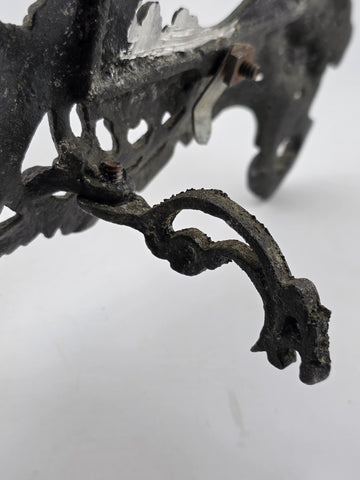 Antique Victorian Rococo Baroque Cast Iron Angel Cherub Double Picture Frame 4x5