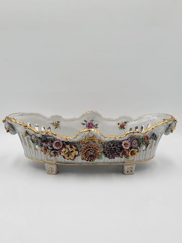 Antique 19th C Large Von Scheierholz German Porcelain Footed Center Bowl. Read.