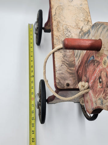 Antique Gong Bell Co Child's Riding Horse Wooden Toy Handmade WoodWheels1920's