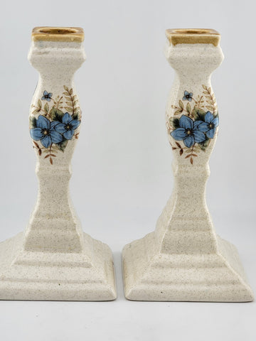 Vintage Mikasa Candlesticks Garden Club Day Dreams Blue Flowers Floral Japan