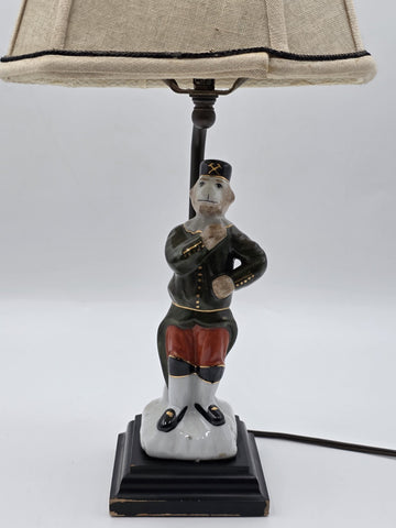 Antique 1940's Monkey Bellhop Figural Table Lamp Mid Century Ceramic Butler Lamp