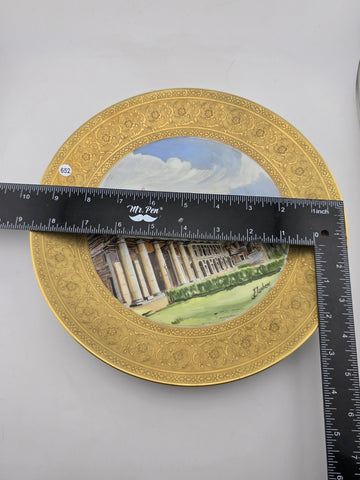 VINTAGE GERMAN LORENZ HUTSCHENREUTHER PORCELAIN 9.5" PLATES. 24k Gold Plated.