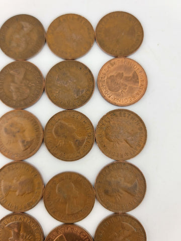 Lot Of 28 Queen Elizabeth II 1954-69 Great Britain Half Penny UK 1/2 Pence Coin