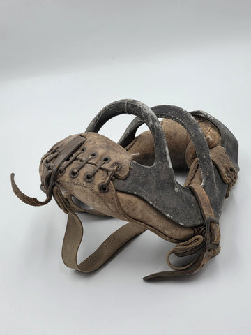 Rare Antique C 1920's Cast Iron & Leather Baseball Catcher Umpire Face Mask
