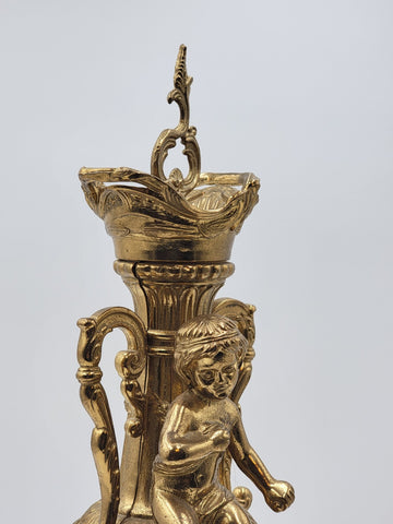 Vintage Italian Mid Century XL Brass Putto Putti Cherub Sculpture Rococo Style
