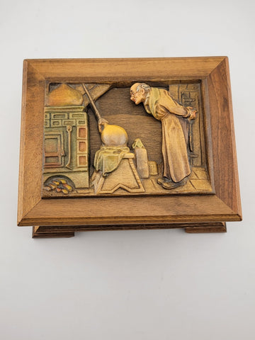 Rare Vintage Collectible Anri 3D Relief Carved Jewley Music Box. Working Cond.