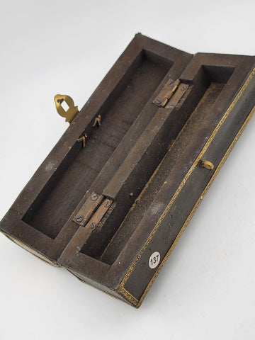 Set Of 2 Antique Islamic Middle Easter Brass and Wood Ornate Incense Burners.