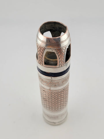 Rare One Of A Kind Antique Silver Metal & Enamel German Marine Oil Lamp.