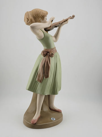 RARE Vintage TENGRA Spain  Porcelain Violinist Figurine 10.5" tall  MINT Cond.