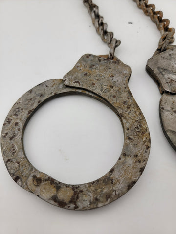 Antique WW2 Era Harvard Lock Company New York Leg Shackles Leg Irons Cuffs
