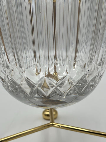 Design Guild Crystal Champagne Chiller Vertical Cut with Stand Brass Barware