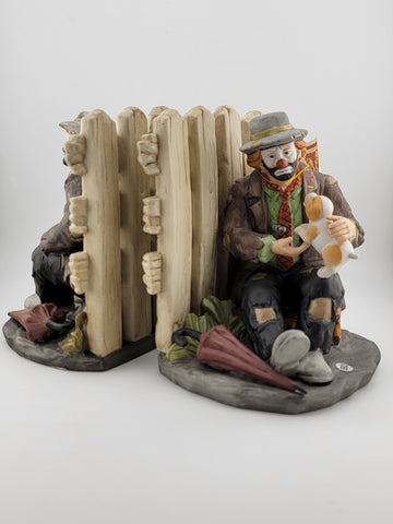 Vintage The Emmett Kelly JR Signature Collection Figurine Bookends Flambro