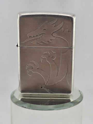 2003 Zippo Lighter DOUBLE SIDED Wrap Around ENGRAVED DRAGON with RED EYE. Works