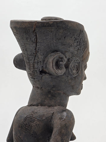 Rare 1930's African Luba Fertility Tribal Figure Handcarved Congo Art Sculpture