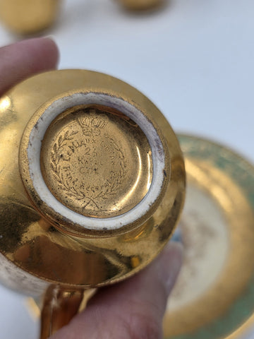 Vintage Lemieux China 24k Gold Gilt Hand Painted Tea / Coffee service For 4.