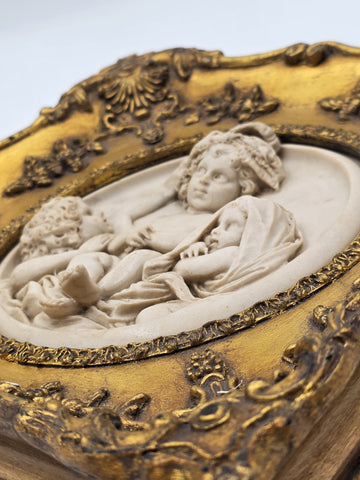 Rare Antique 19th C Enrico Braga Tondo Relief Plaque with Perfugium Regibus Coin