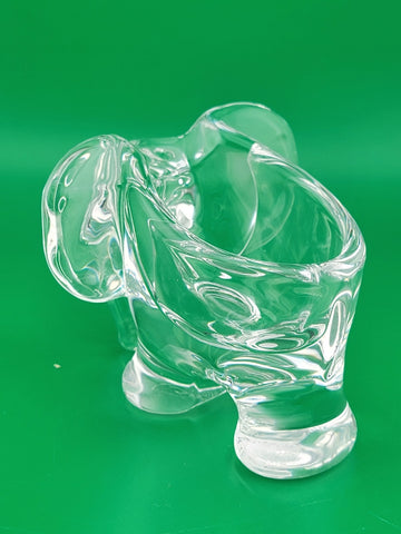Vtg 1950s Art Vannes France Clear Crystal Elephant Pipe Holder-Marked on Base