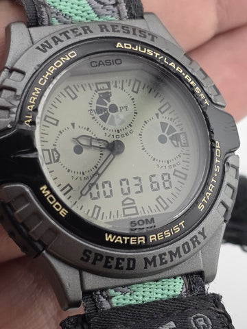 Rare Vintage Casio AWX-10 Twincept Ana-Digi Speed Memory 50M 1990s. Working
