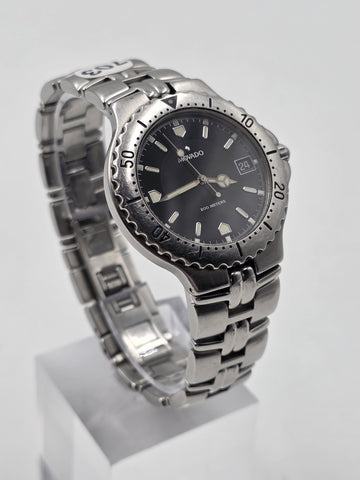 Vtg Movado 200M Diver Men's Swiss Quartz Black Dial Stainless Steel Watch. Works