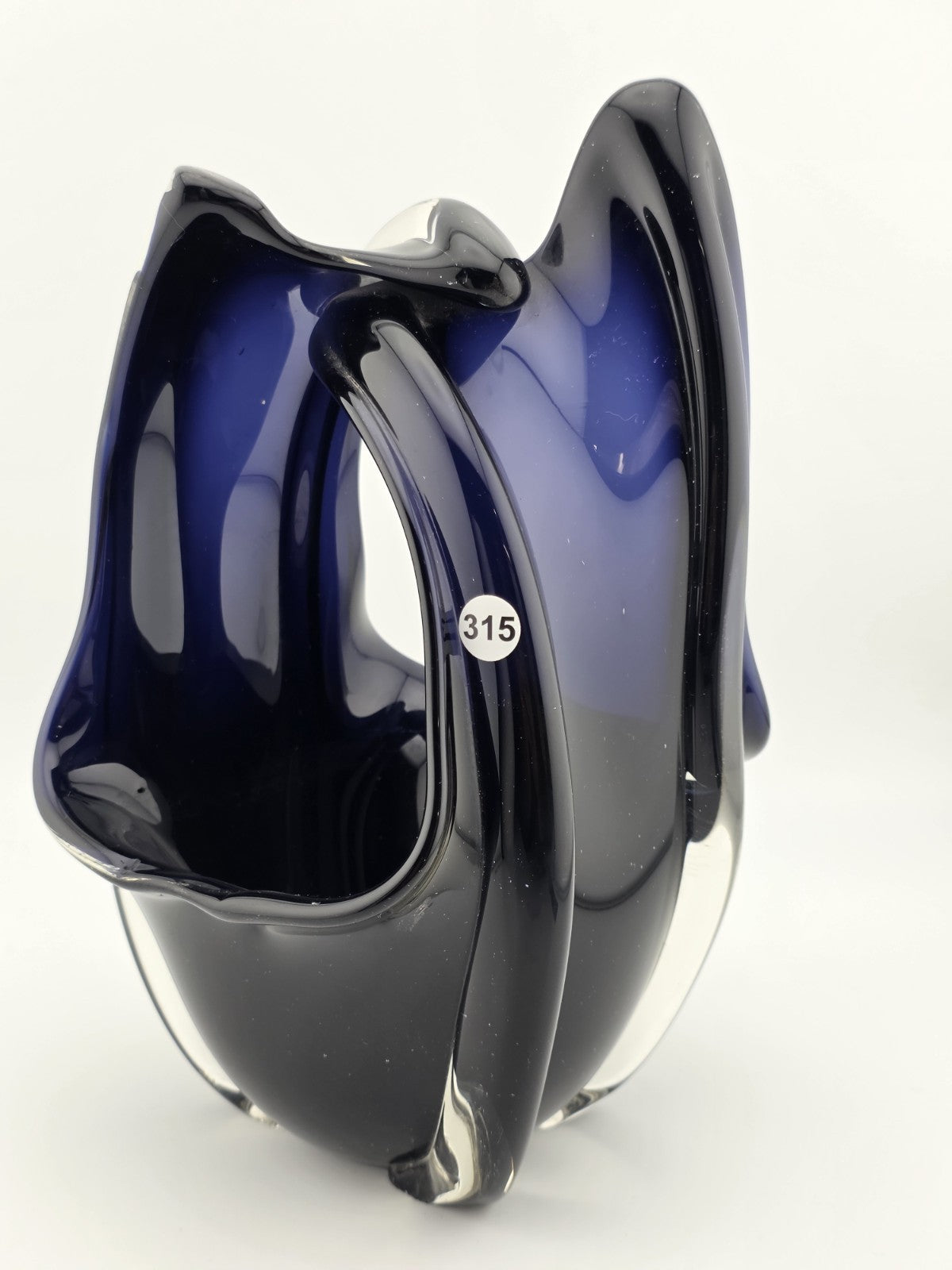 Rare Modern Abstract Murano Art Glass Vase Cobalt Blue Freeform Sculpture.