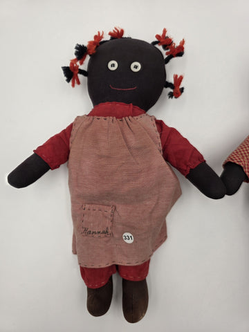 Antique Hannah & George Primitive Folk Art Rag Dolls Signed Handmade 13” Couple