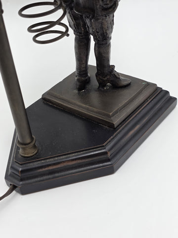 Vintage Pair Bronze Singerie Monkey Courtier Figural Table Lamps. Adjustable.