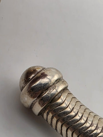 Antique German Sterling Silver 925 Snake Coil Cuff Bracelet 35g Unisex. 8 mm.