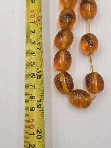 Vintage 33 Large Beaded Amber Islamic Prayer Beads Misbaha Tasbih Large Cognac