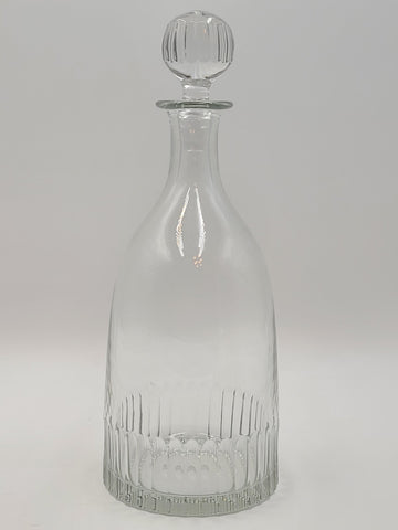 Rare Vintage Flamant France XL Crystal Decanter Ribbed Cut Glass w Stopper 15”
