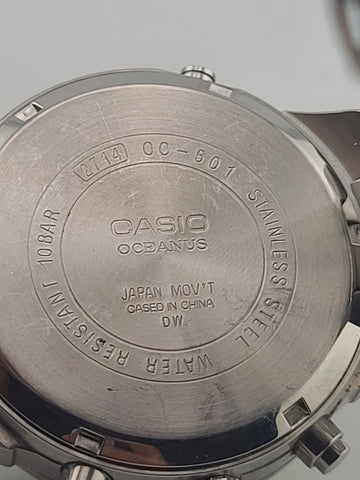 MENS CASIO OCEANUS OC 501 CHRONOGRAPH ANALOG WATCH 2714 MOV 100M. New Battery.