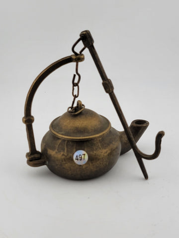 Rare 19th Century Antique European Brass Hanging Oil Lamp- Ships Lamp. Complete.