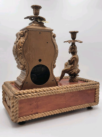 Antique 19th c. F Kroeber Clock Co New York Figural Mantle Clock W Drawer. Works