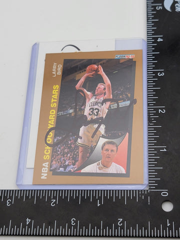 Autogtaphed 1992-93 Fleer - Schoolyard Stars #256 Larry Bird With COA